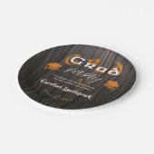 Orange Brown Blurred Typografy Graduation Party Pappteller (Schrägansicht)
