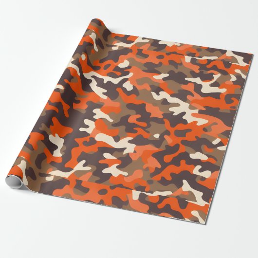 Orange & Brown Camouflage Geschenkpapier (Ungerollt)