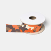 Orange & Brown Camouflage Satinband (Spule)