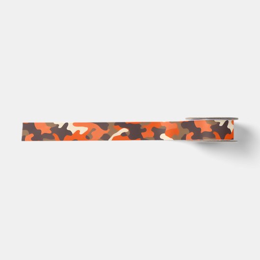 Orange & Brown Camouflage Satinband (Vorderseite)