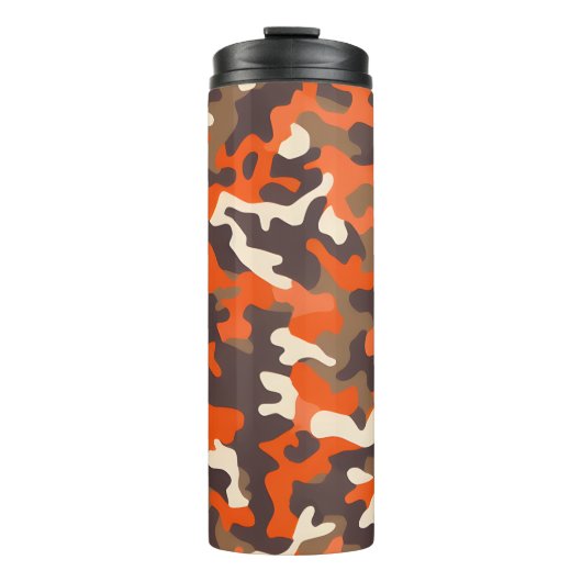 Orange & Brown Camouflage Thermosbecher (Vorderseite)