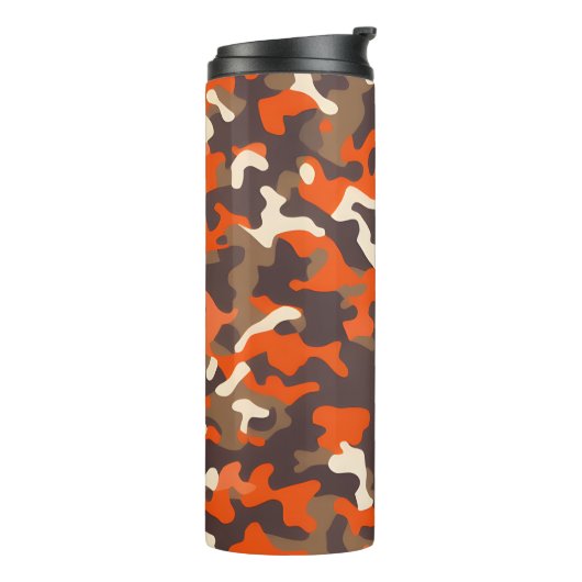 Orange & Brown Camouflage Thermosbecher (Nach links gedreht)