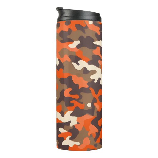 Orange & Brown Camouflage Thermosbecher (Nach rechts gedreht)