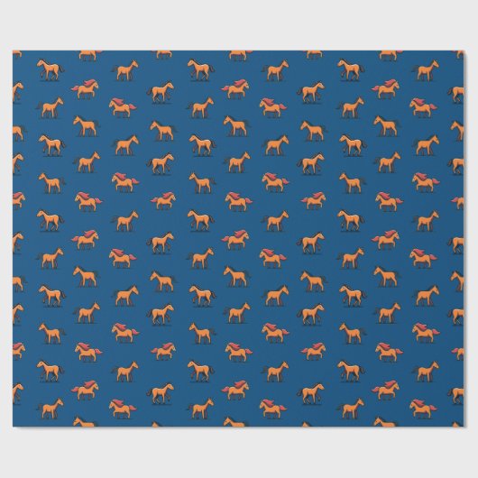 Orange Brown Cartoon Pferdegeflecht B'day Geschenk Geschenkpapier (Flach)