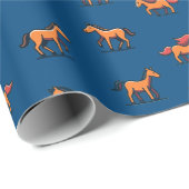 Orange Brown Cartoon Pferdegeflecht B'day Geschenk Geschenkpapier (Rolleneckpunkt)