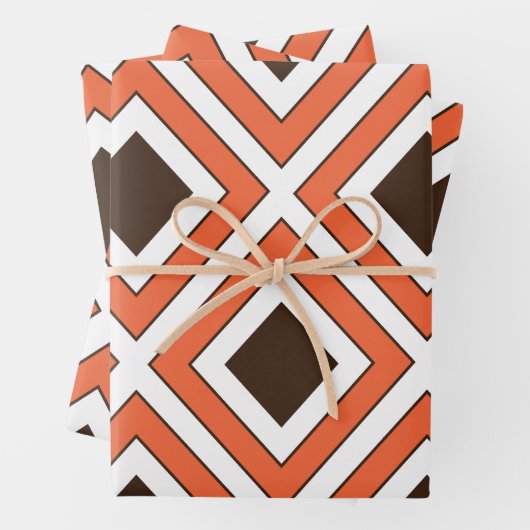 Orange Brown Diamond Geometric Geschenkpapier Set (Beispiel)