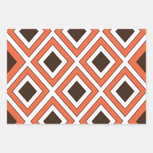 Orange Brown Diamond Geometric Geschenkpapier Set (Vorderseite)