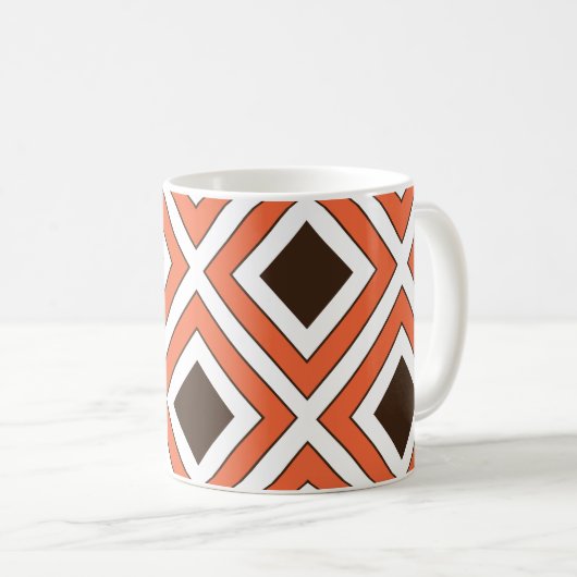 Orange Brown Diamond Geometric Kaffeetasse (VorderseiteRechts)