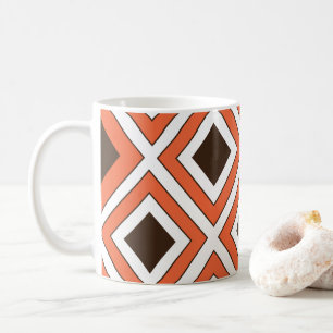 Orange Brown Diamond Geometric Muster Kaffeetasse