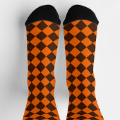 Orange Brown Diamond Schachbrett Muster Crew Socke (Oben)