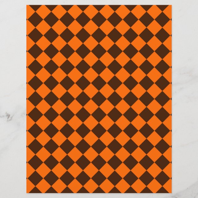 Orange Brown Diamond Schachbrett Muster flache Pap (Vorderseite)