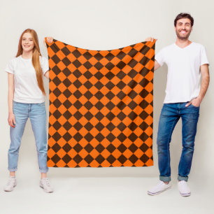 Orange Brown Diamond Schachbrett Pattern Fleecedecke