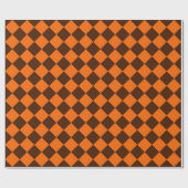 Orange Brown Diamond Schachbrett Pattern Geschenkpapier (Flach)