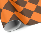 Orange Brown Diamond Schachbrett Pattern Geschenkpapier (Rolleneckpunkt)