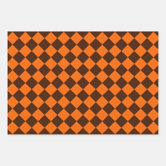 Orange Brown Diamond Schachbrett Pattern Geschenkpapier Set (Vorderseite 2)