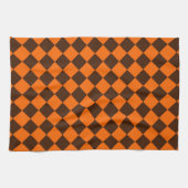 Orange Brown Diamond Schachbrett Pattern Geschirrtuch (Horizontal)