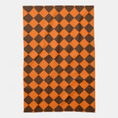 Orange Brown Diamond Schachbrett Pattern Geschirrtuch (Vertikal)