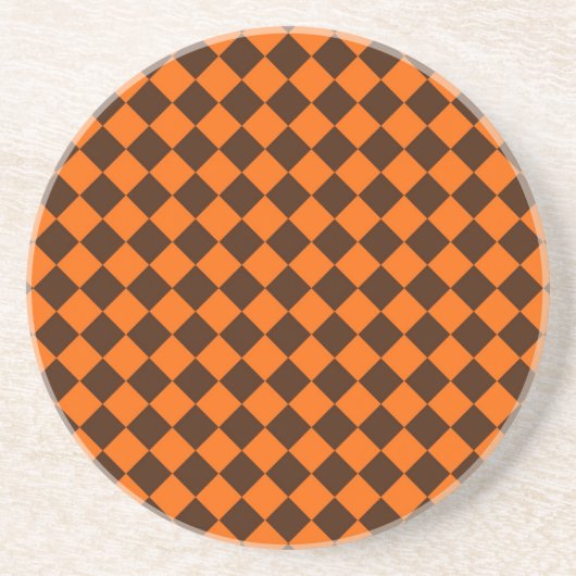 Orange Brown Diamond Schachbrett Pattern Getränkeuntersetzer (Vorne)