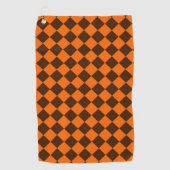 Orange Brown Diamond Schachbrett Pattern Golfhandtuch (Vorderseite)