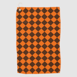 Orange Brown Diamond Schachbrett Pattern Golfhandtuch