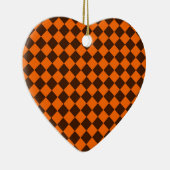 Orange Brown Diamond Schachbrett Pattern Keramik Ornament (Rechts)