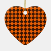 Orange Brown Diamond Schachbrett Pattern Keramik Ornament (Hinten)