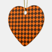 Orange Brown Diamond Schachbrett Pattern Keramik Ornament (Links)