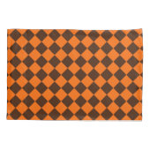 Orange Brown Diamond Schachbrett Pattern Kissenbezug (Rückseite-Links)