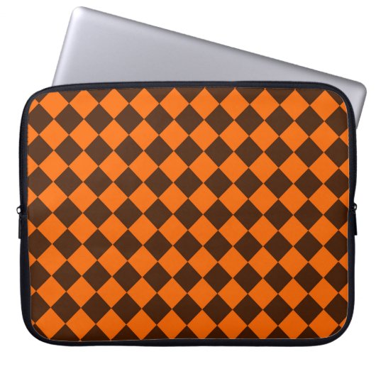 Orange Brown Diamond Schachbrett Pattern Laptopschutzhülle (Vorderseite)