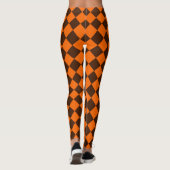 Orange Brown Diamond Schachbrett Pattern Leggings (Rückseite)