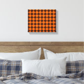 Orange Brown Diamond Schachbrett Pattern Leinwanddruck (Insitu (Schlafzimmer))