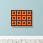 Orange Brown Diamond Schachbrett Pattern Leinwanddruck (Insitu (Holzboden))