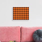 Orange Brown Diamond Schachbrett Pattern Leinwanddruck (Insitu (Wohnzimmer))