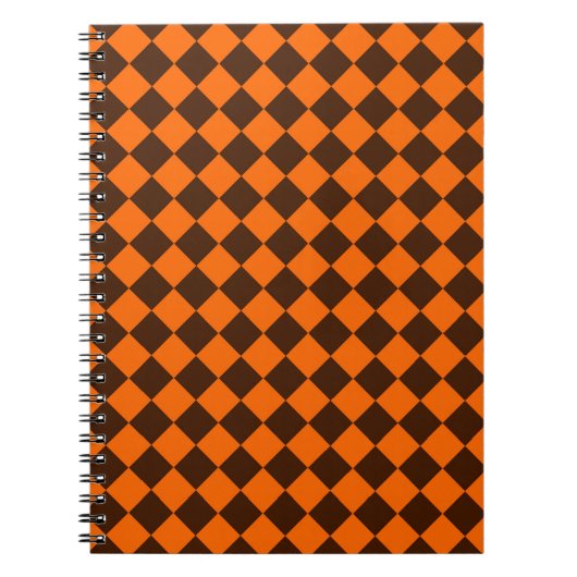 Orange Brown Diamond Schachbrett Pattern Notizblock (Vorderseite)