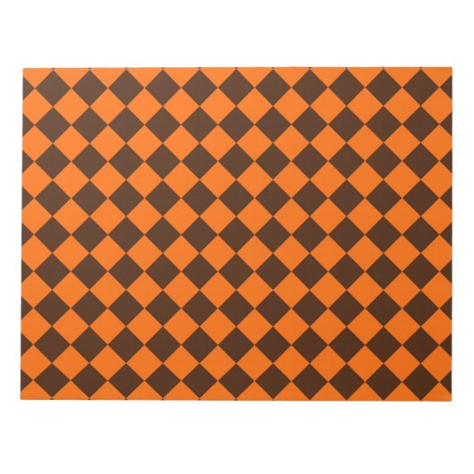 Orange Brown Diamond Schachbrett Pattern Notizblock (Vorderseite)