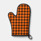 Orange Brown Diamond Schachbrett Pattern Ofenhandschuh (Vorderseite)
