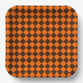 Orange Brown Diamond Schachbrett Pattern Pappteller (Vorderseite)