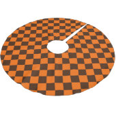 Orange Brown Diamond Schachbrett Pattern Polyester Weihnachtsbaumdecke (Schrägansicht)