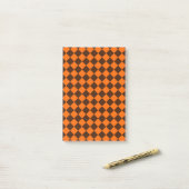 Orange Brown Diamond Schachbrett Pattern Post-it Klebezettel (Auf Schreibtisch)
