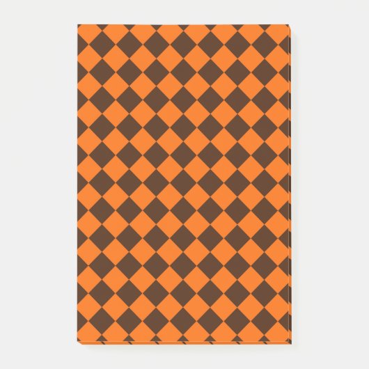 Orange Brown Diamond Schachbrett Pattern Post-it Klebezettel (Vorderseite)