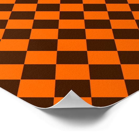 Orange Brown Diamond Schachbrett Pattern Poster (Ecke)