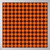 Orange Brown Diamond Schachbrett Pattern Poster (Vorne)