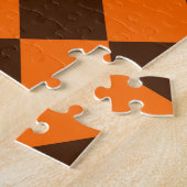 Orange Brown Diamond Schachbrett Pattern Puzzle (Seite)