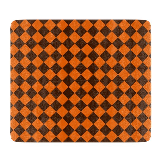 Orange Brown Diamond Schachbrett Pattern Schneidebrett (Vorderseite)