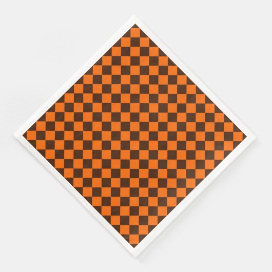 Orange Brown Diamond Schachbrett Pattern Serviette (Ecke)