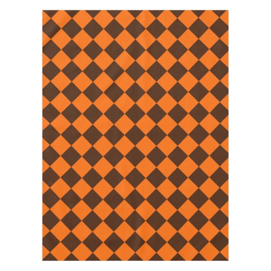Orange Brown Diamond Schachbrett Pattern Tischdecke (Vorderseite)