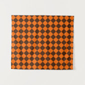 Orange Brown Diamond Schachbrett Pattern Wandteppich (Vorderseite (Horizontal))