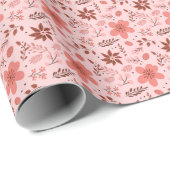 Orange Brown floral Botanical Modern Christmas Geschenkpapier (Rolleneckpunkt)