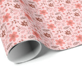 Orange Brown floral Botanical Modern Christmas Geschenkpapier (Rolleneckpunkt)