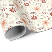 Orange Brown floral Botanical Modern Christmas Geschenkpapier (Rolleneckpunkt)